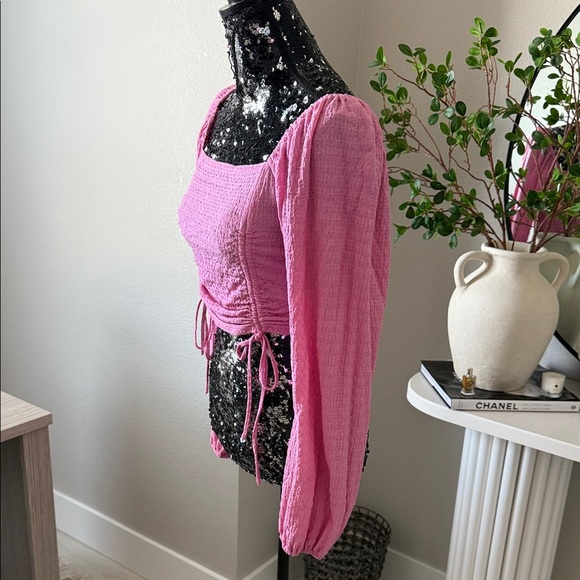 Sophie Rue Pink Textured Long Sleeve Blouse - Picture 4 of 5